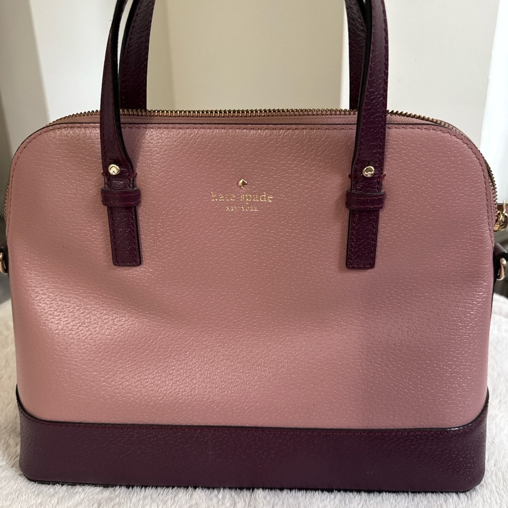 Kate Spade New York Blush & Burgundy dome satchel-padded leather top handle bag